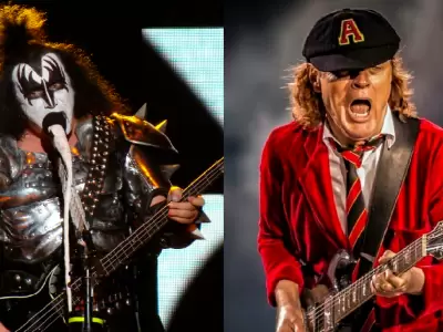 Gene Simmons (Kiss)  y Angus Young (AC/DC)