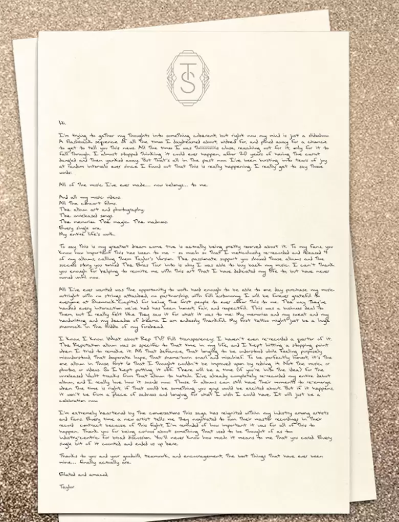 Carta de Taylor Swift