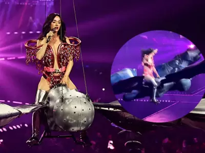 Katy Perry casi cae de las alturas por una falla tcnica durante su concierto