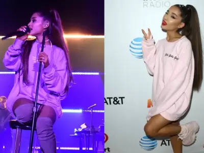 Ariana Grande recuerda su ic�nico look de sudadera y botas altas.