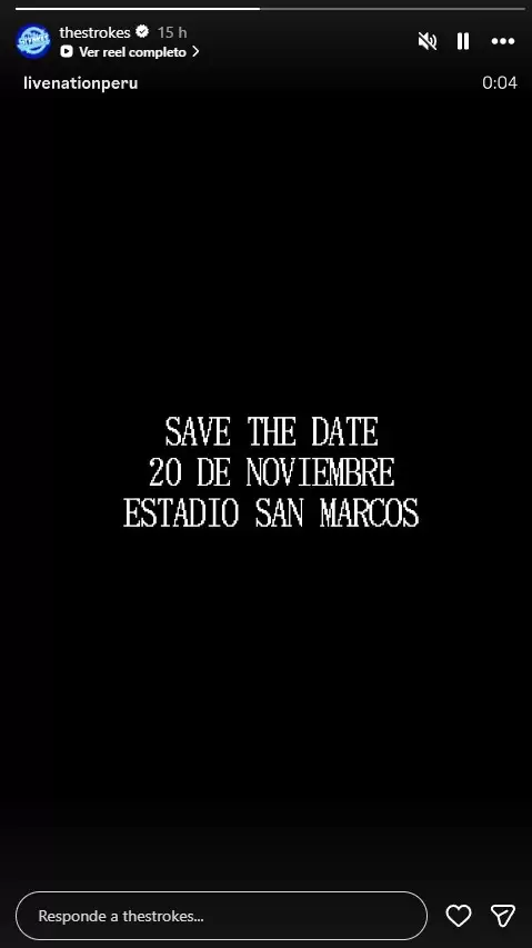 The Strokes comparte publicaci�n de Live Nation Peru. (Instagram)