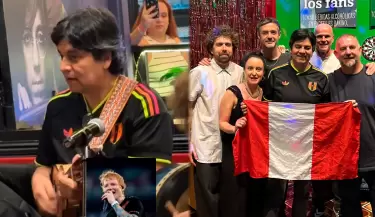 Banda de Ed Sheeran toca "Cari�ito" junto a Lucho Quequezana.