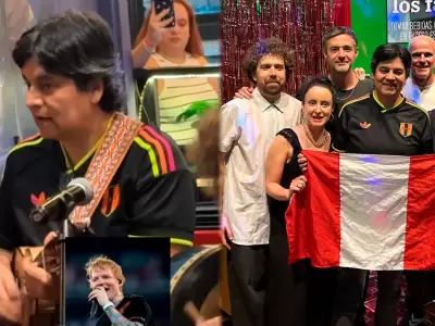 Banda de Ed Sheeran toca "Cari�ito" junto a Lucho Quequezana.